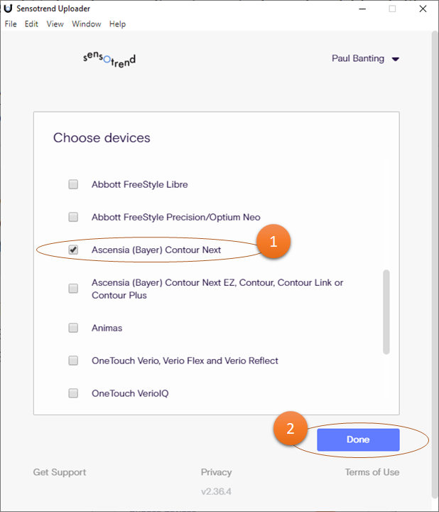 Device selection view