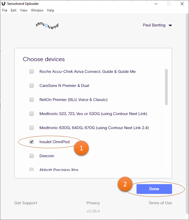 Device selection view