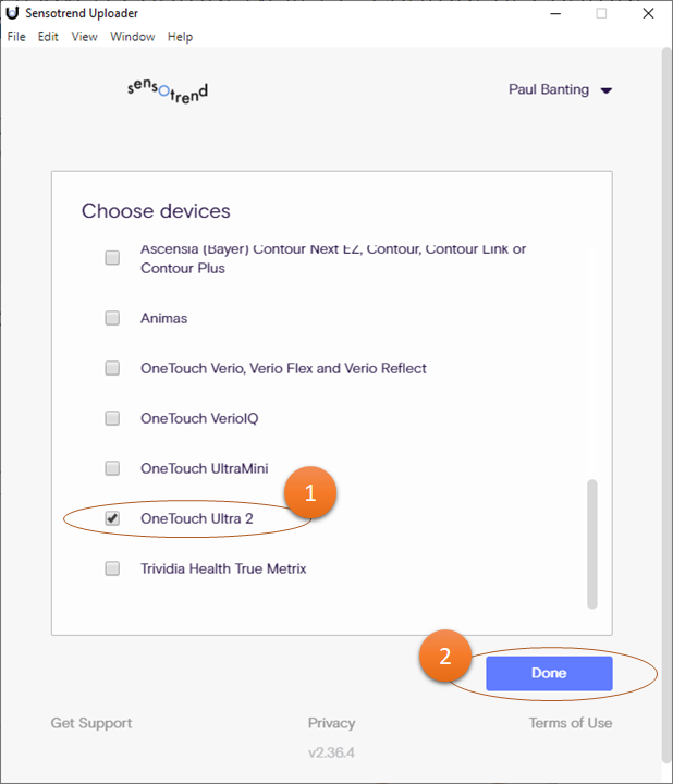 Device selection view