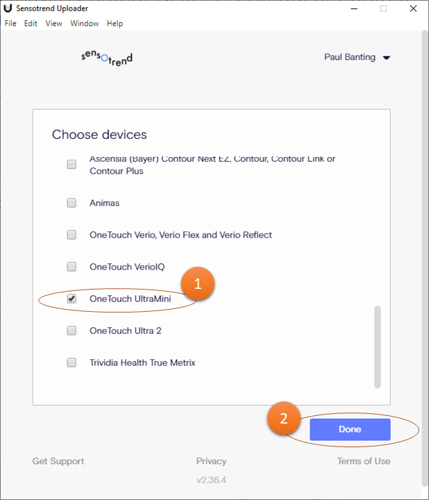 Device selection view