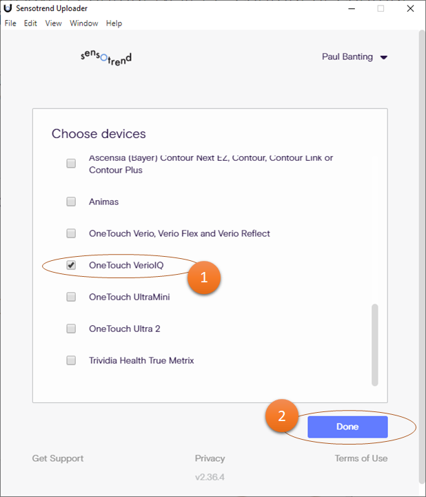 Device selection view