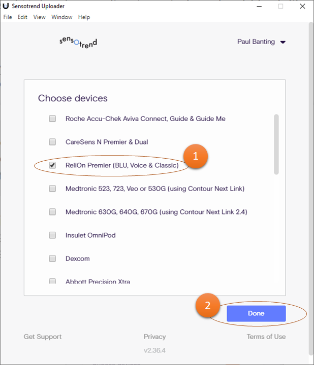 Device selection view