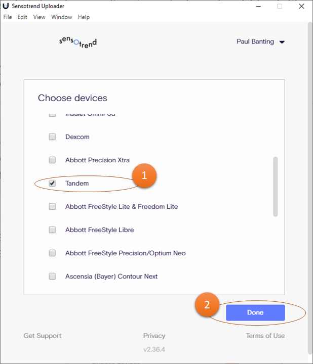 Device selection view